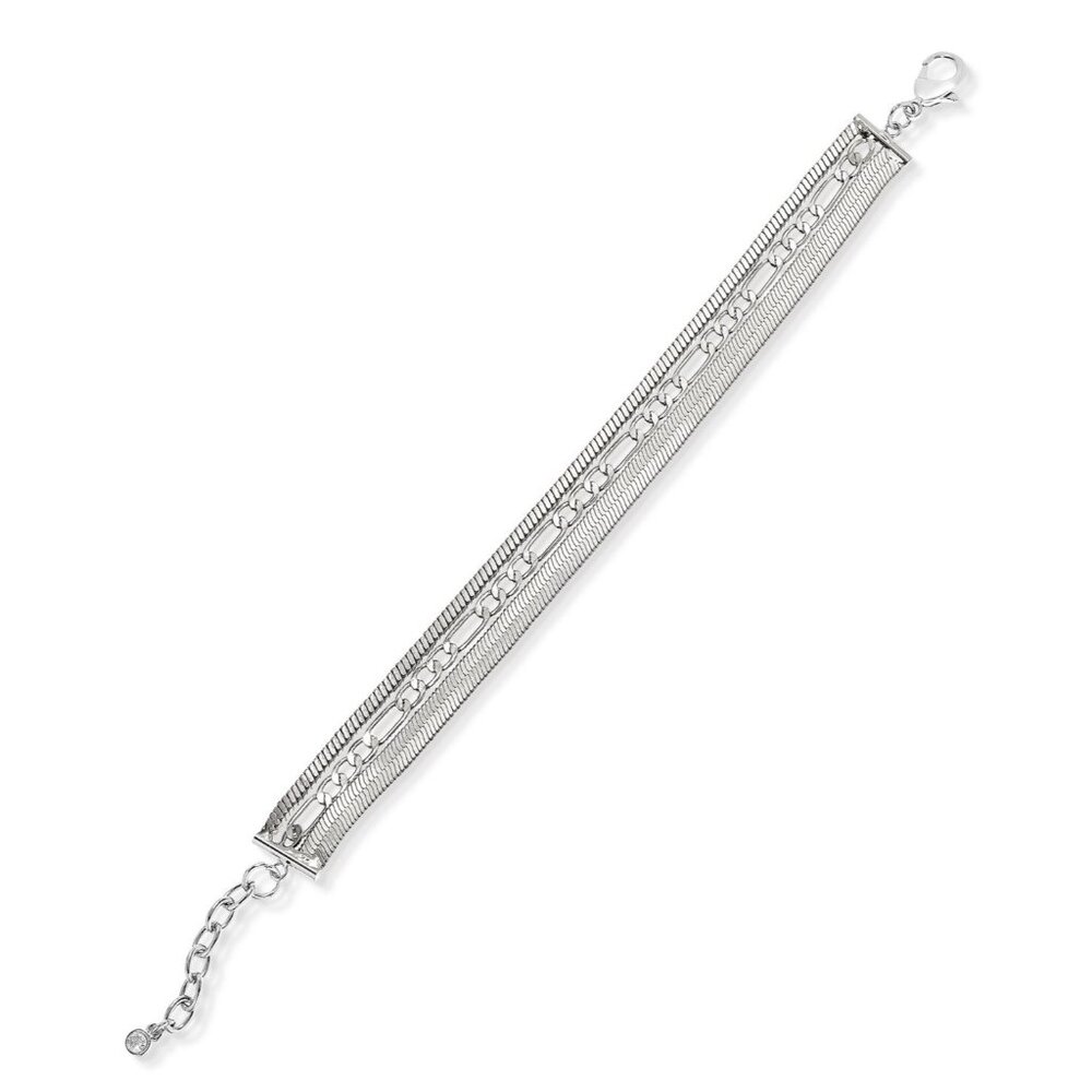 On 34th‎ Multi-Row Silver Tone Chain Bracelet